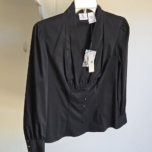 Women's Elegant Black Button-Down Blouse